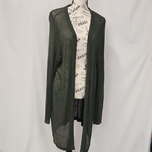 Torrid Green Open Knit Cardigan Sweater, size 3 (22/24)